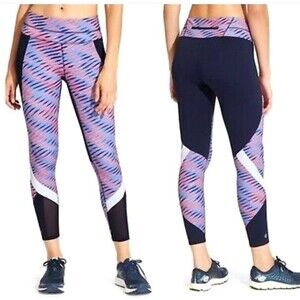 Athleta Leggings Womens XXS Pink Navy Blue Electra Sonar 7/8
